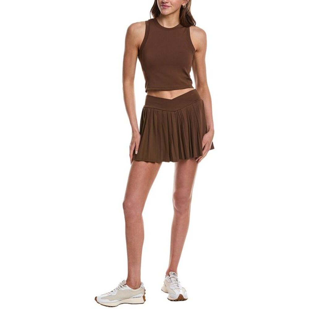 Marion Womens  2.5In 2Pc Skyline Cutout Pleated Skort Set, Brown